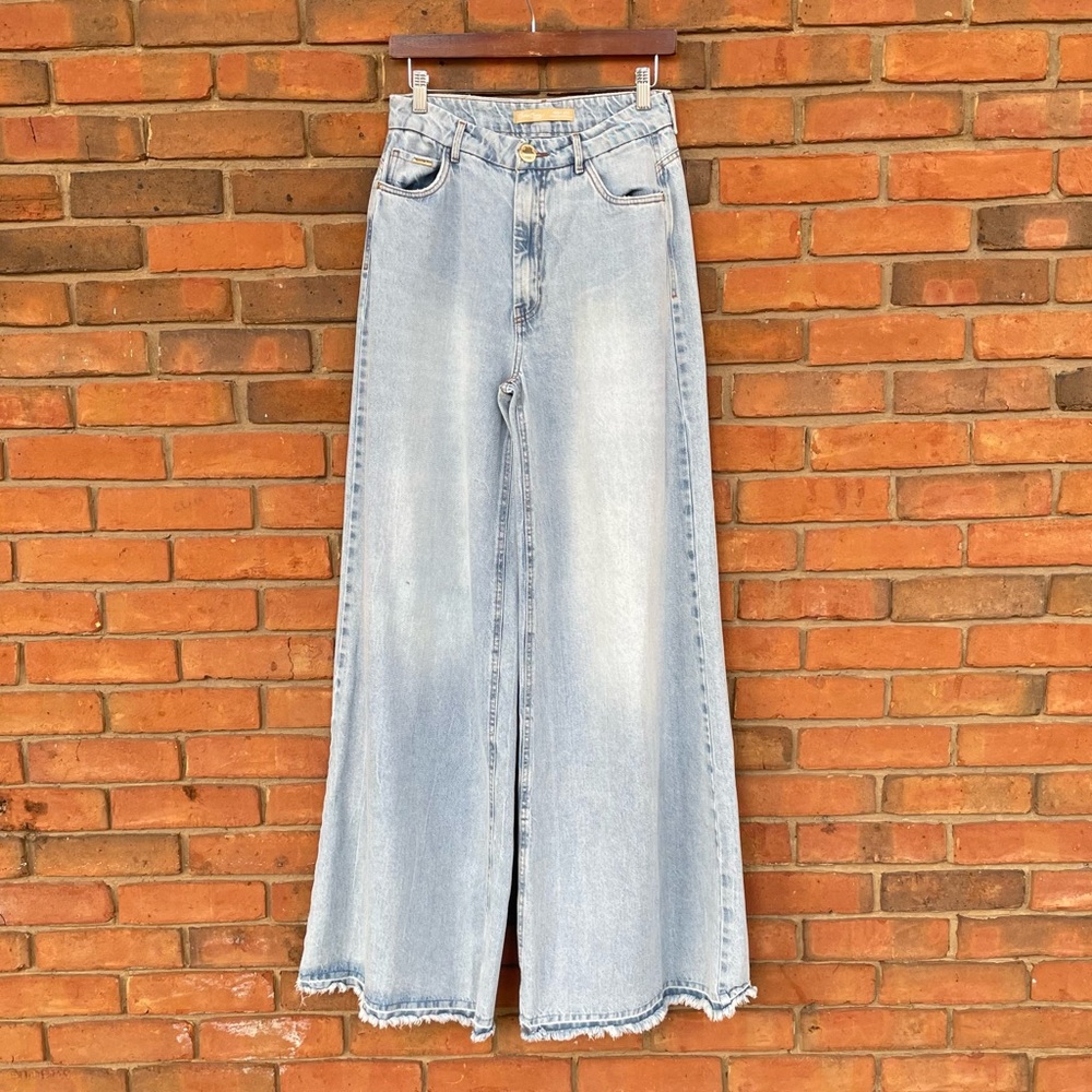 Bana Bana Women’s Light Blue Cotton Denim Extra Wide Leg Jeans Sz 40 READ